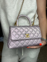 Load image into Gallery viewer, Chanel CoCo top handle Irredescent with strap light pink/lavender