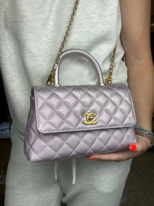 Chanel CoCo top handle Irredescent with strap light pink/lavender