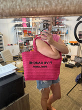 Load image into Gallery viewer, YSL Rive Gauche raffia pink or blue tote