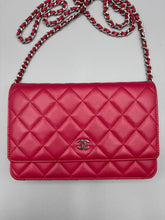 Load image into Gallery viewer, Chanel CC Fuschia Lambskin Wallet on Chain crossbody