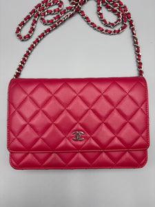 Chanel CC Fuschia Lambskin Wallet on Chain crossbody