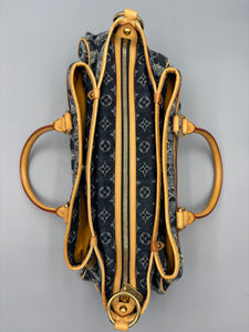 Louis Vuitton cabas denim striped tote with strap