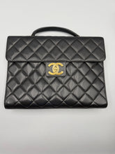 Load image into Gallery viewer, Chanel Vintage Top Handle Caviar Black Briefcase quilted