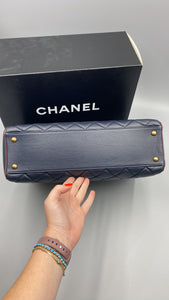 Chanel Navy Blue Perfect Edge double chain tote