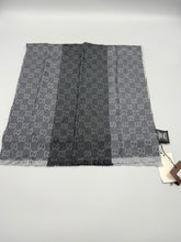 Load image into Gallery viewer, Gucci Grey GG with Black stripe scarf - NWT