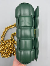 Load image into Gallery viewer, Bottega Veneta Lambskin Maxi Intreccio Padded Chain Cassette Crossbody Bag Racing Green