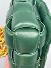 Load image into Gallery viewer, Bottega Veneta Lambskin Maxi Intreccio Padded Chain Cassette Crossbody Bag Racing Green