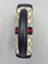 Load image into Gallery viewer, Gucci GG Supreme Monogram Textured Dollar Calfskin Web Small Ophidia Padlock Top Handle Bag Beige Ebony New Acero