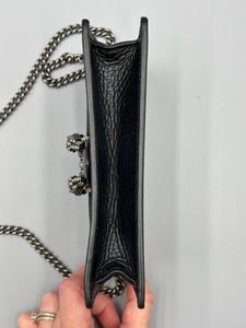 Gucci Black leather Super mini Dionysus crossbody on chain