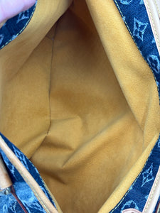Louis Vuitton cabas denim striped tote with strap