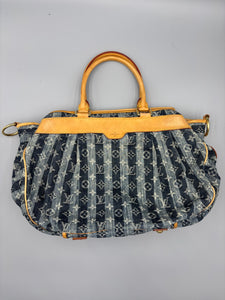 Louis Vuitton cabas denim striped tote with strap