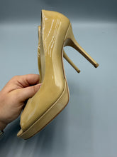 Load image into Gallery viewer, Jimmy Choo Patent beige peep toe pumps - size 37