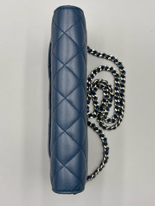 Chanel CC Navy Blue Lambskin Wallet on Chain crossbody