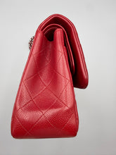 Load image into Gallery viewer, Chanel Red Double Flap Jumbo caviar with silver hardware