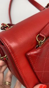 Chanel Red top handle stitched crossbody