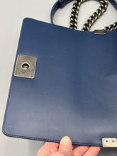 Load image into Gallery viewer, Chanel Old Medium Iridescent chevron blue boy bag