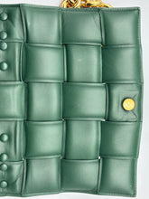 Load image into Gallery viewer, Bottega Veneta Lambskin Maxi Intreccio Padded Chain Cassette Crossbody Bag Racing Green