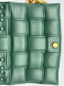 Bottega Veneta Lambskin Maxi Intreccio Padded Chain Cassette Crossbody Bag Racing Green