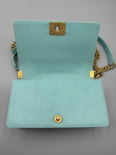Load image into Gallery viewer, Chanel Tiffany Blue Caviar Medium Boy on chain