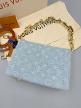 Load image into Gallery viewer, Louis Vuitton Coussin BB Sky Blue Denim with chain and strap
