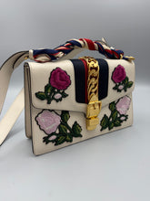 Load image into Gallery viewer, Gucci White Leather Embroidered Sylvie Shoulder Bag