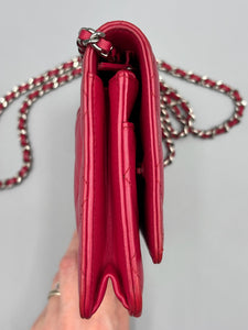 Chanel CC Fuschia Lambskin Wallet on Chain crossbody