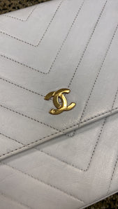 Chanel White Matelasse flap shoulder bag