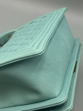 Load image into Gallery viewer, Chanel Tiffany Blue Caviar Medium Boy on chain