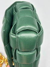 Load image into Gallery viewer, Bottega Veneta Lambskin Maxi Intreccio Padded Chain Cassette Crossbody Bag Racing Green