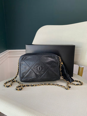 Chanel Vintage Camera quilted tassel lambskin bag