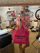Load image into Gallery viewer, YSL Rive Gauche raffia pink or blue tote