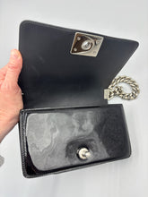 Load image into Gallery viewer, Chanel Small Chevron glitter black patent chain bag