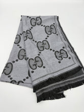 Load image into Gallery viewer, Gucci Black and Grey Jumbo GG scarf