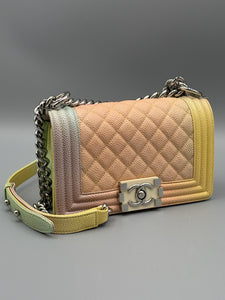 Chanel Small Boy Rainbow Quilted Cuba caviar on chain