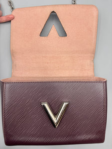 Louis Vuitton epi Burgundy Twist MM on chain