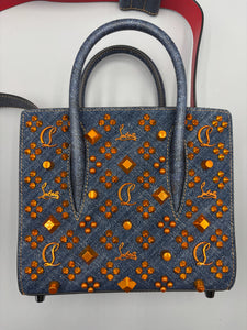 Christian Louboutin Mini Paloma Denim Embellished tote with strap
