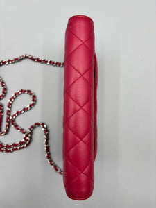 Chanel CC Fuschia Lambskin Wallet on Chain crossbody