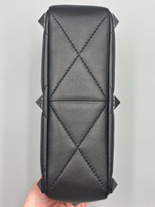 Valentino Nappa Monochrome Medium Roman Stud Shoulder Bag Black on black