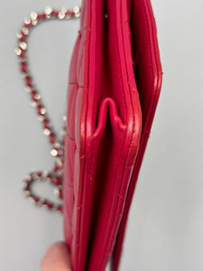 Chanel CC Fuschia Lambskin Wallet on Chain crossbody