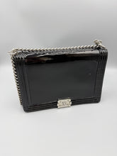 Load image into Gallery viewer, Chanel Black Patent Leather Large Boy bag