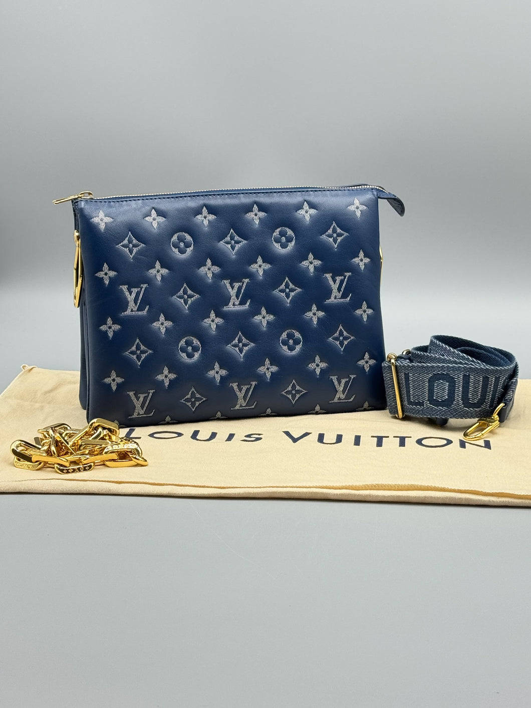 Louis Vuitton Coussin PM blue denim monogram with straps