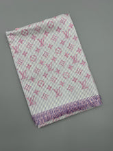 Load image into Gallery viewer, Louis Vuitton Pink silk striped scarf with box