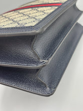 Load image into Gallery viewer, Gucci GG Supreme Monogram Textured Dollar Calfskin Web Small Ophidia Padlock Top Handle Bag Beige Ebony New Acero