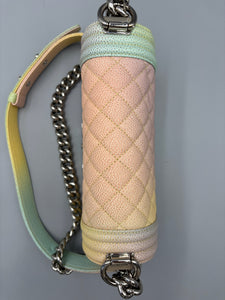 Chanel Small Boy Rainbow Quilted Cuba caviar on chain
