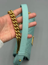 Load image into Gallery viewer, Chanel Tiffany Blue Caviar Medium Boy on chain