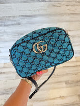 Load image into Gallery viewer, Gucci GG print Marmont Camera crossbody teal