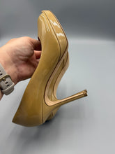 Load image into Gallery viewer, Jimmy Choo Patent beige peep toe pumps - size 37