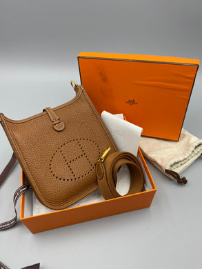 Hermes Taurillon Maurice Evelyne TPM Gold crossbody