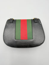 Load image into Gallery viewer, Gucci Black Calfskin Web Crystal Butterfly Stripe Small Totem with strap