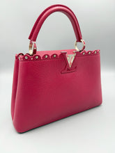 Load image into Gallery viewer, Louis Vuitton Taurillon Lace Croquets Capucines BB Groseille with strap